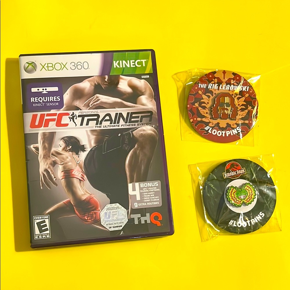 Xbox 360 Kinect UFC personal trainer Ultimate Fitness workout game +loot pins